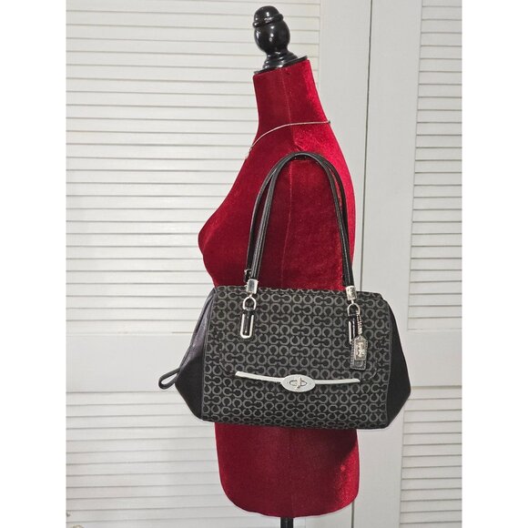 Coach Women's Black Canvas Madison Madeline Satchel Bag Medium 1941 - Picture 3 of 15
